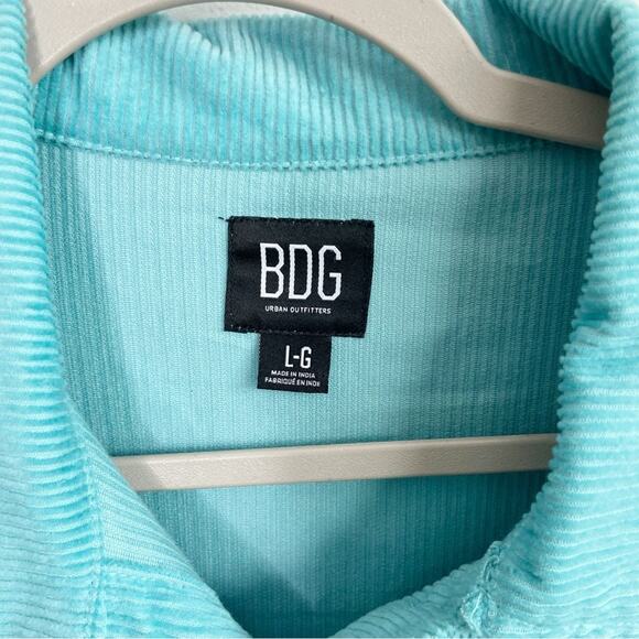 URBAN OUTFITTERS BDG Clark Turquoise Corduroy Button Down Shacket Size Large - Picture 4 of 7
